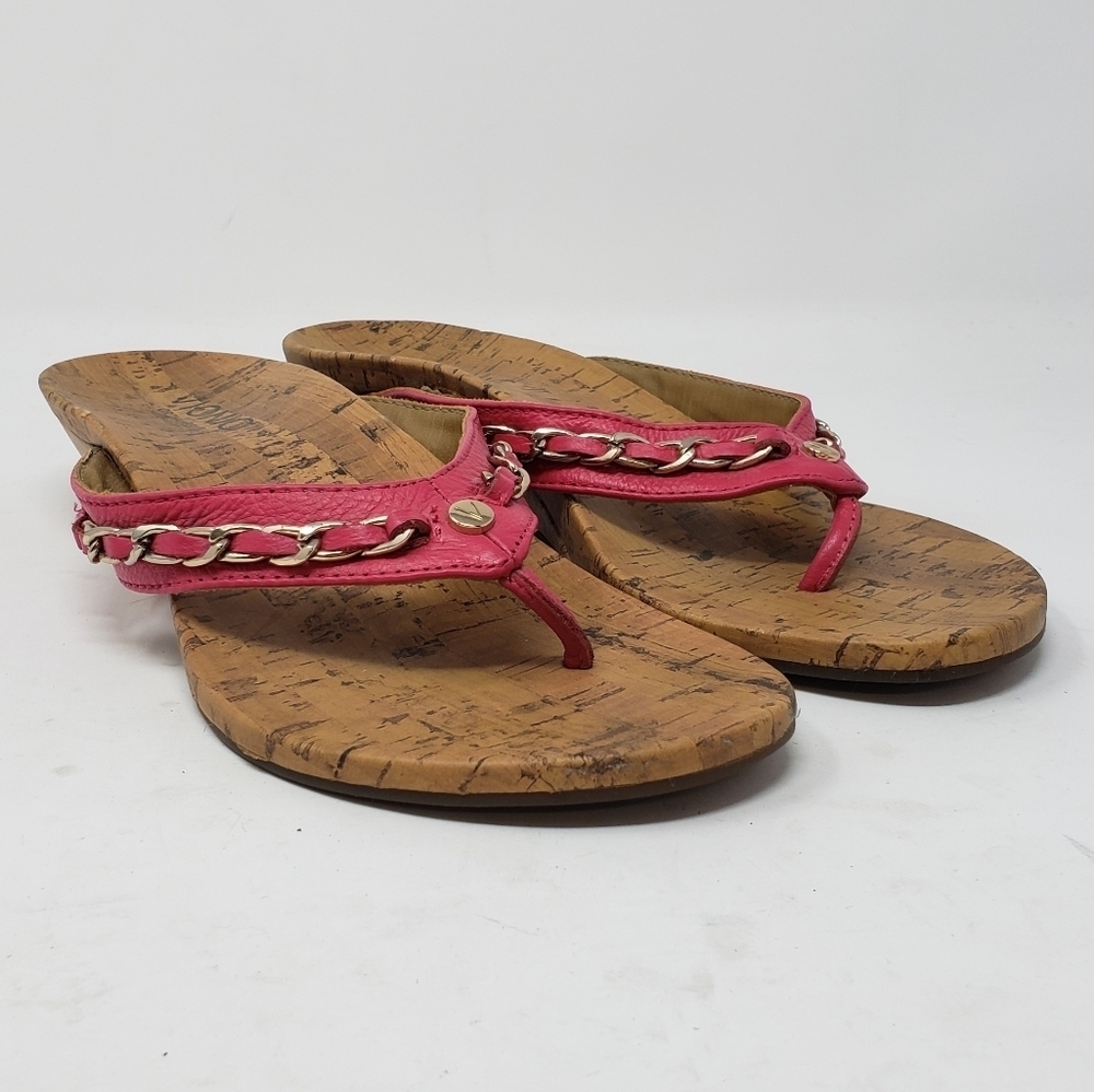 VIONIC Aruba Carolina Chain red gold sandals Cork Size 7